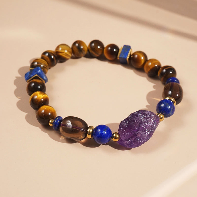 Amethyst, Lapis Lazuli, Smoky Quartz, and Tiger Eye - GAEA