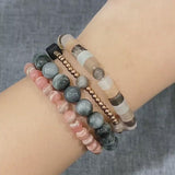 Black Onyx, Peach Moonstone, and Labradorite