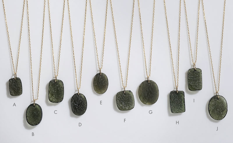 Rough and Polished Moldavite Cabochon in 14K Gold (F) - Gaea