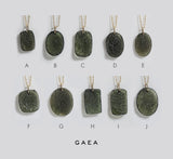Rough and Polished Moldavite Cabochon in 14K Gold (A) - Gaea