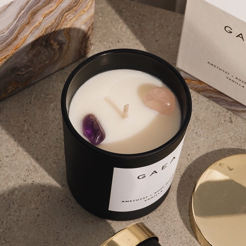 Amethyst + Rose Quartz Candle - Gaea | Crystal Jewelry & Gemstones (Manila, Philippines)